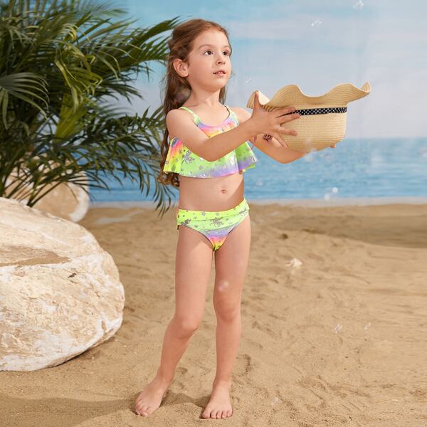 

Toddler Girls Unicorn Print Ruffle Bikini Swimsuit, Multicolor