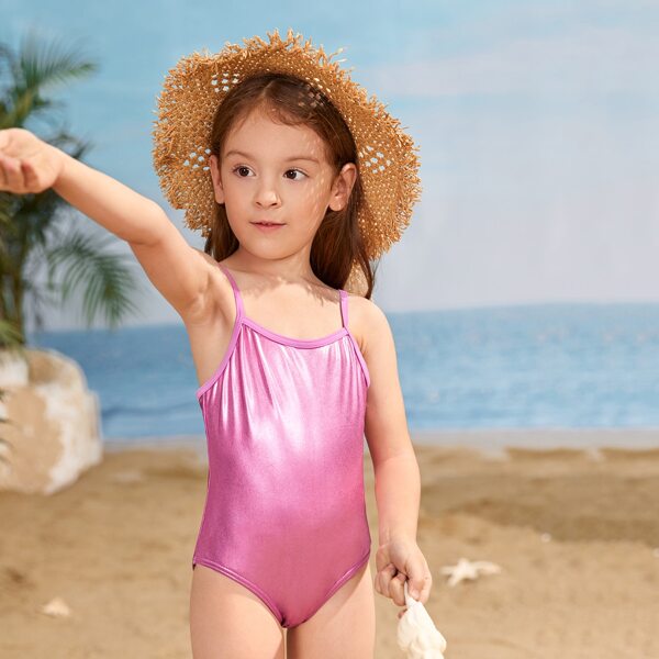 

Toddler Girls Metallic One Piece Swimsuit, Hot pink