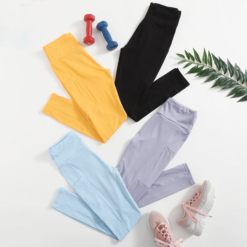 

4pcs Sports Wide Waistband Leggings, Multicolor