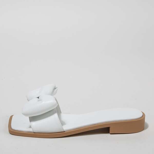 

Bow Decor Slide Sandals, White