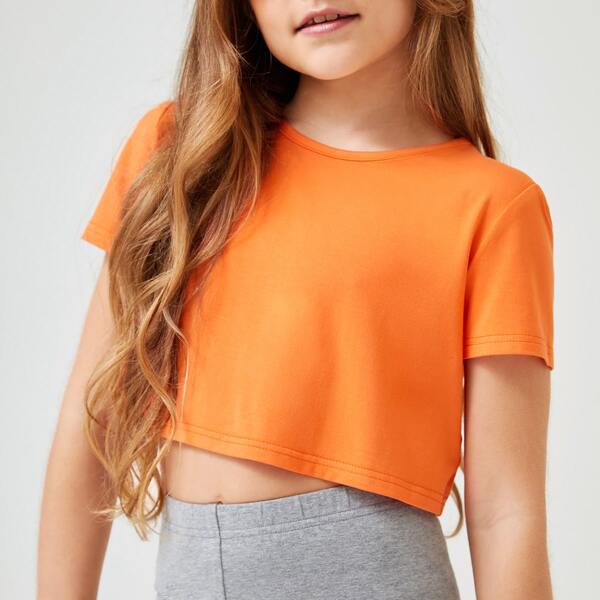 

Girls Solid Crop Tee, Orange