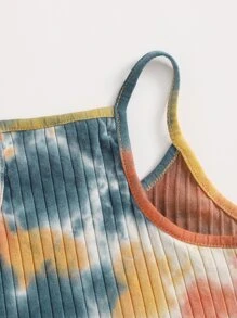 SHEIN 女孩紮染羅紋針織短版吊帶上衣 - 彩色 - 查看 3