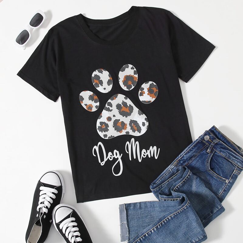 

Paw And Letter Graphic Tee, Black