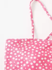 Ditsy Flower Lace Up Bikini Set - Multicolor - View 4