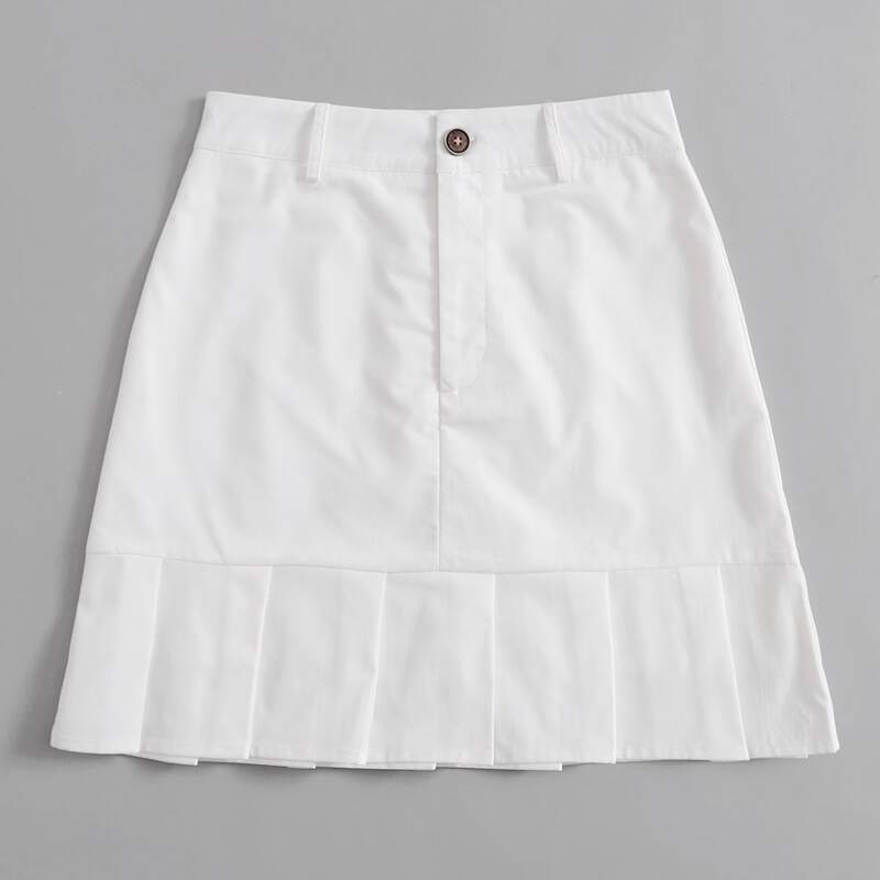 

Solid Pleated Skirt, White