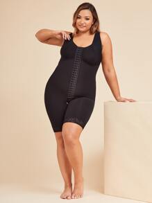 Plus Lace Trim Shapewear Romper - Black - View 6