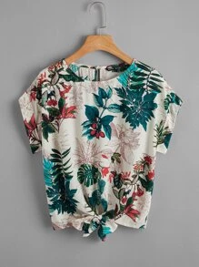 SHEIN LUNE Áo sơ mi Nút Thực vật Boho - Nhiều màu - Xem 1