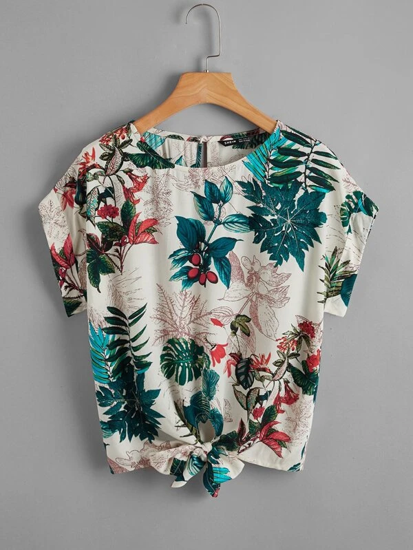 shein knot hem top