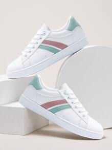 Color Block Skate Shoes - White - View 1