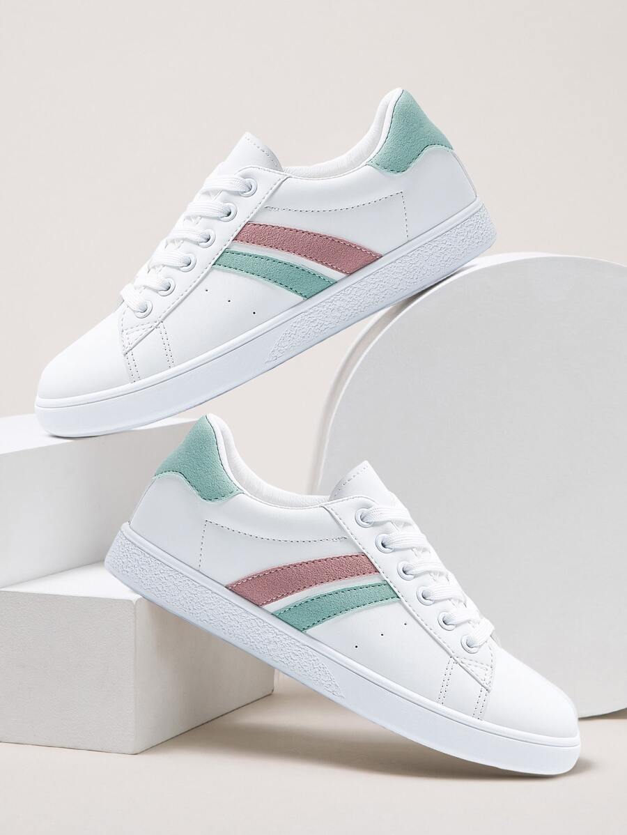 Color Block Skate Shoes - White - View 1