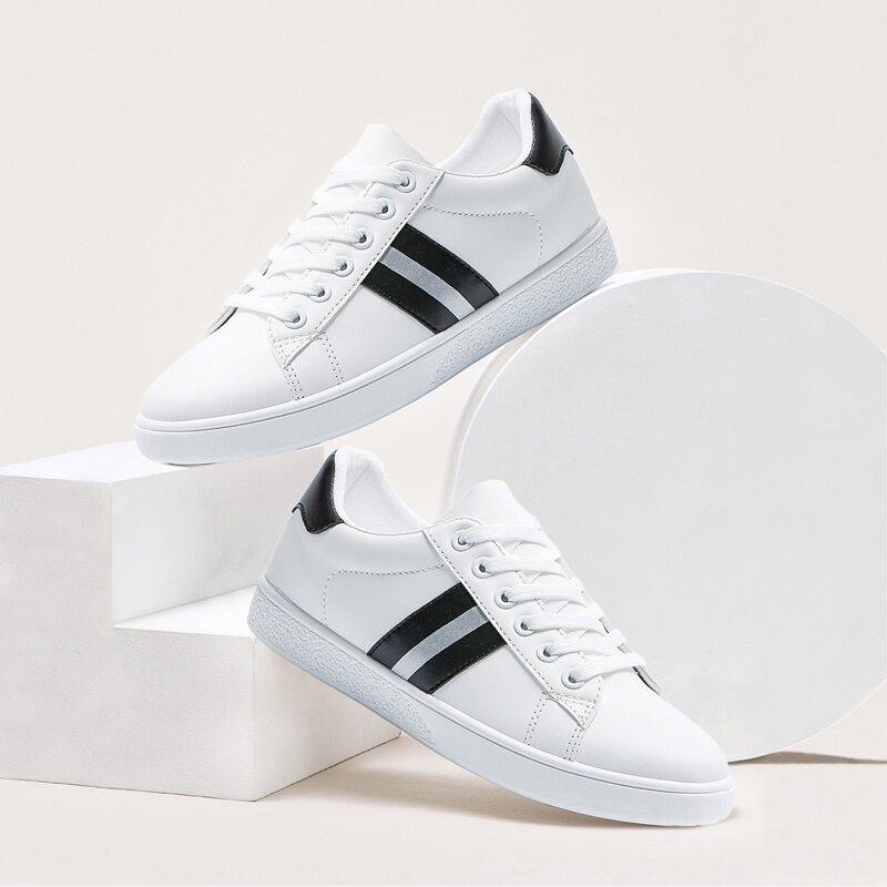 

Striped Skate Shoes, White