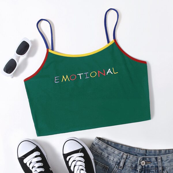 

Plus Letter Graphic Crop Cami Top, Dark grey