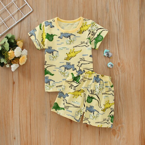 

Toddler Boys All Over Dinosaur Print Tee With Track Shorts, Multicolor