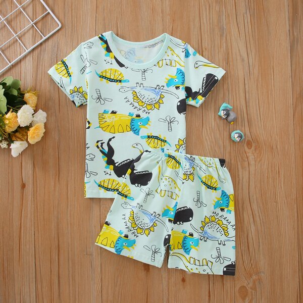 

Toddler Boys All Over Dinosaur Print Tee With Track Shorts, Multicolor