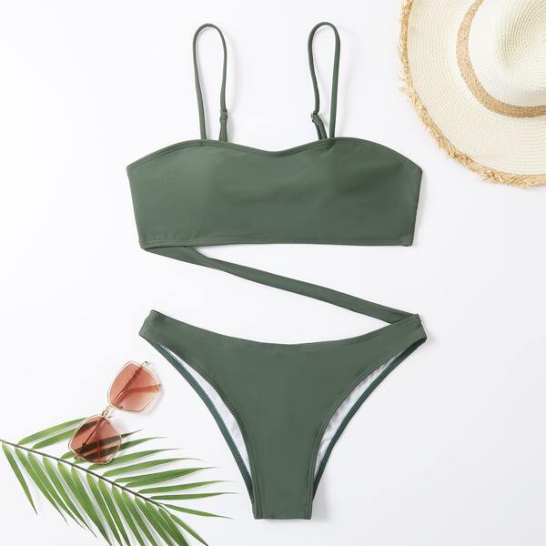 

Cut-out One Piece Swimsuit, Army green