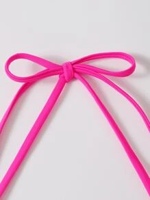 Top de bikini triangular de cuello halter de verano - Rosa Fucsia - Ver 4