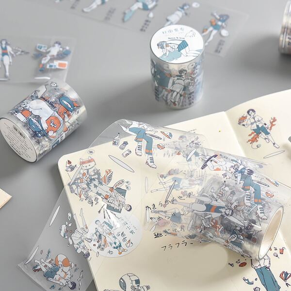 

1roll Cartoon Graphic Random Decorative Tape, Multicolor