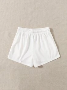 Muchica Drawstring Waist Track Shorts - White - View 2