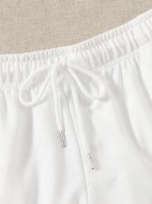 Muchica Drawstring Waist Track Shorts - White - View 3