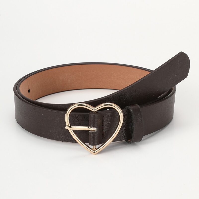 

Heart Buckle Belt, Coffee brown