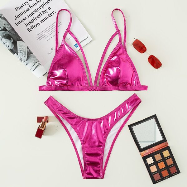 

Metallic Harness Bikini Swimsuit, Hot pink