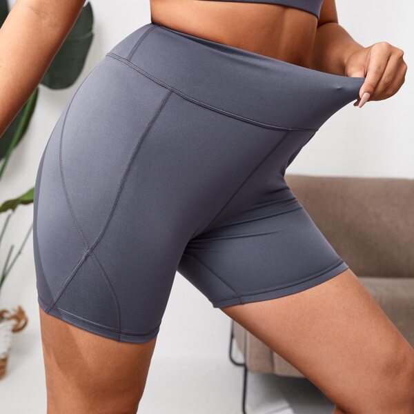 

Plus Solid Wide Waistband Sports Shorts, Dark grey