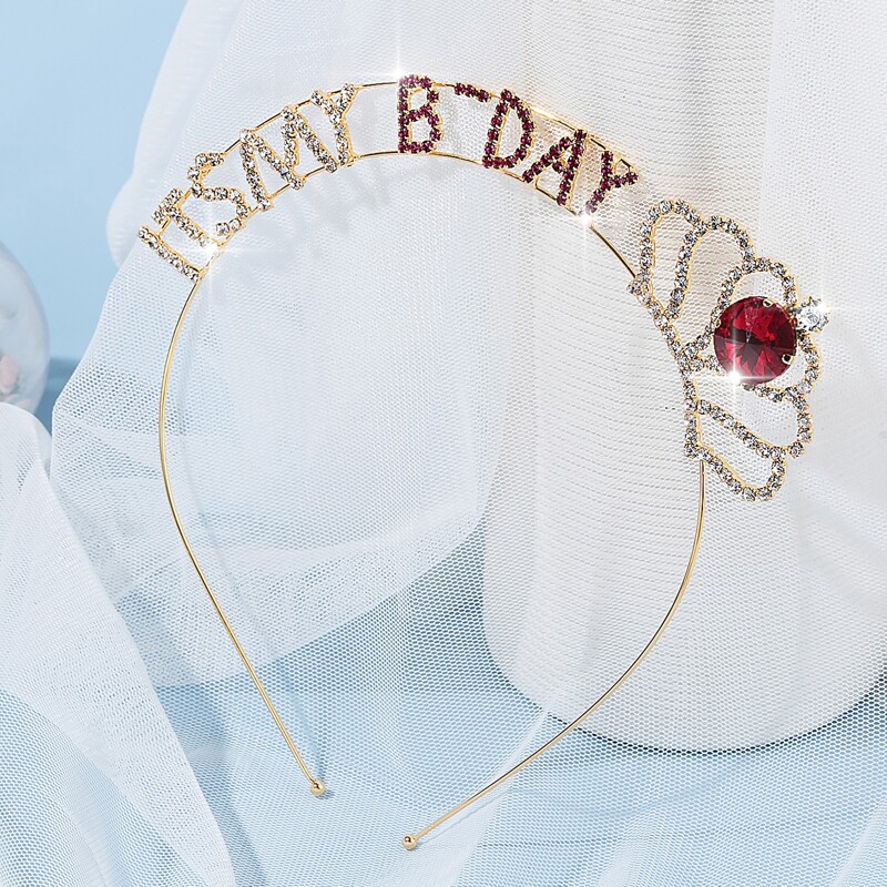 

Rhinestone Letter Decor Headband, Gold