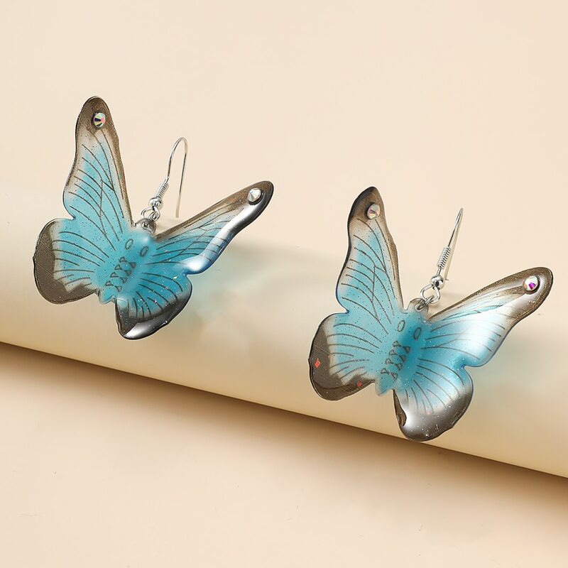 

1pair Butterfly Drop Earrings, Multicolor