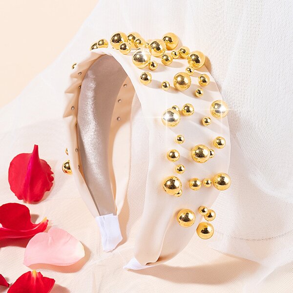 

Round Ball Decor Headband, Beige