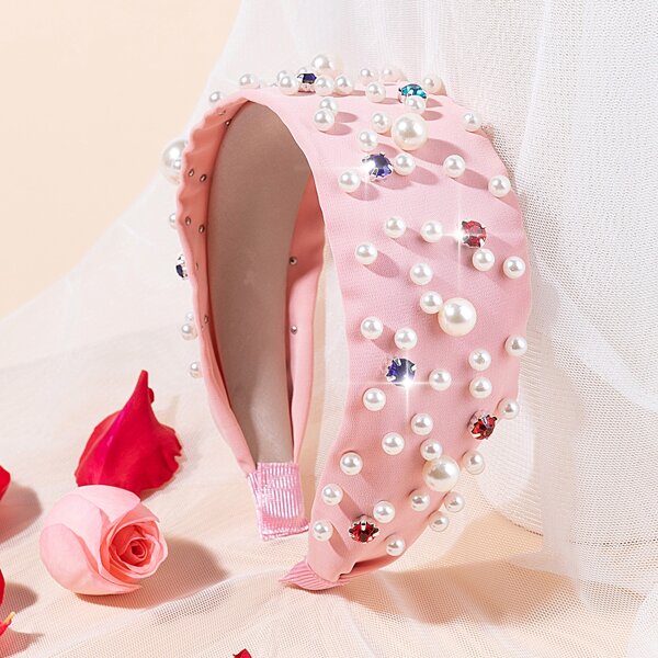

Faux Pearl Decor Headband, Pink