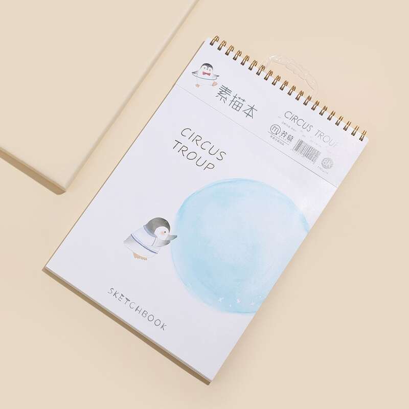 

1pc Cartoon Graphic Spiral Sketchbook, Blue
