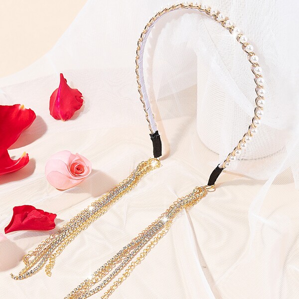 

Faux Pearl & Chain Decor Headband, Multicolor