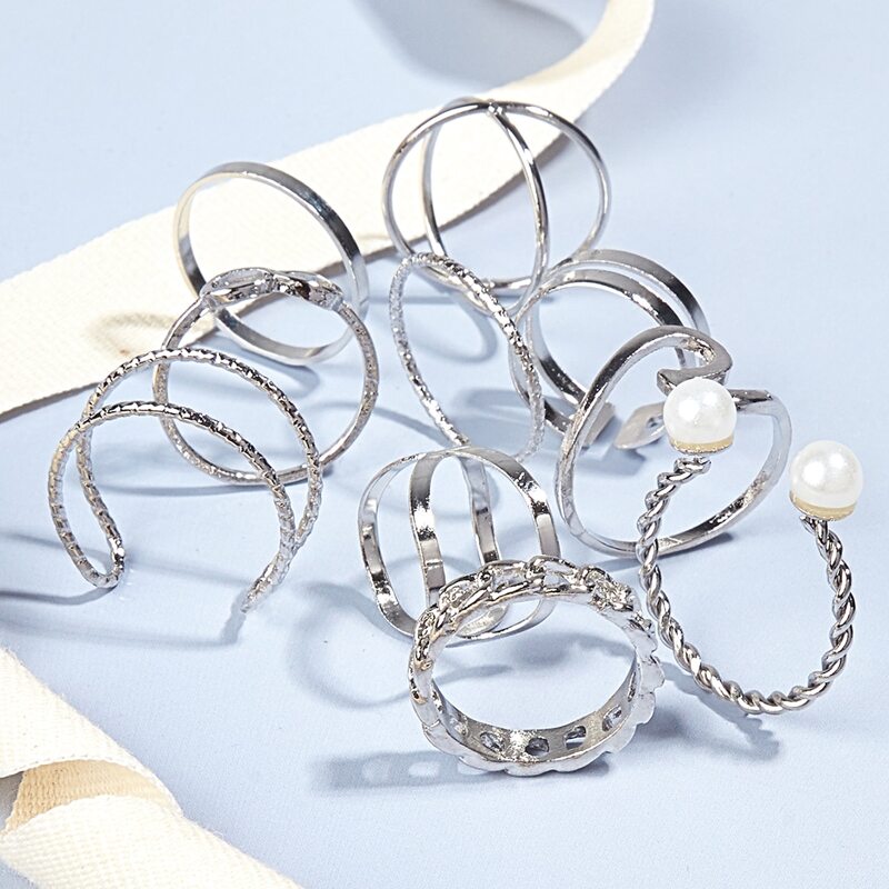 

10pcs Simple Ring, Silver