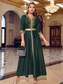 SHEIN X Dr.kholoud فساتين عربية التطريز براقة