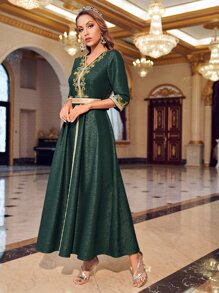 SHEIN X Dr.kholoud فساتين عربية التطريز براقة