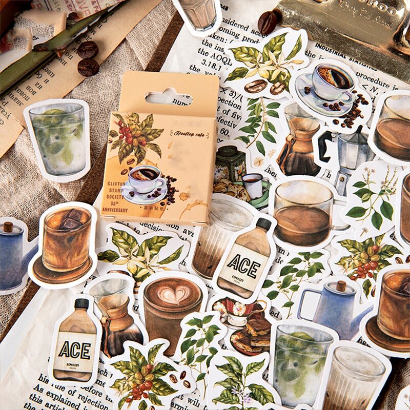 

46pcs Coffee Sticker, Multicolor