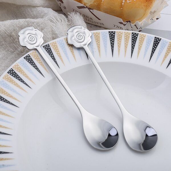 

2pcs Flower Coffee Spoon, Silver