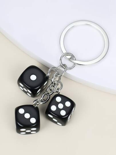 1pc Women's Resin Dice Keychain, Personalized Acrylic Resin Geometric Cube Dice DIY Accessory Christmas Gift Bag Charms Car Teacher Friend Sister Gift Ideas Gifts For Mother, Father, Graduation, And Teacher