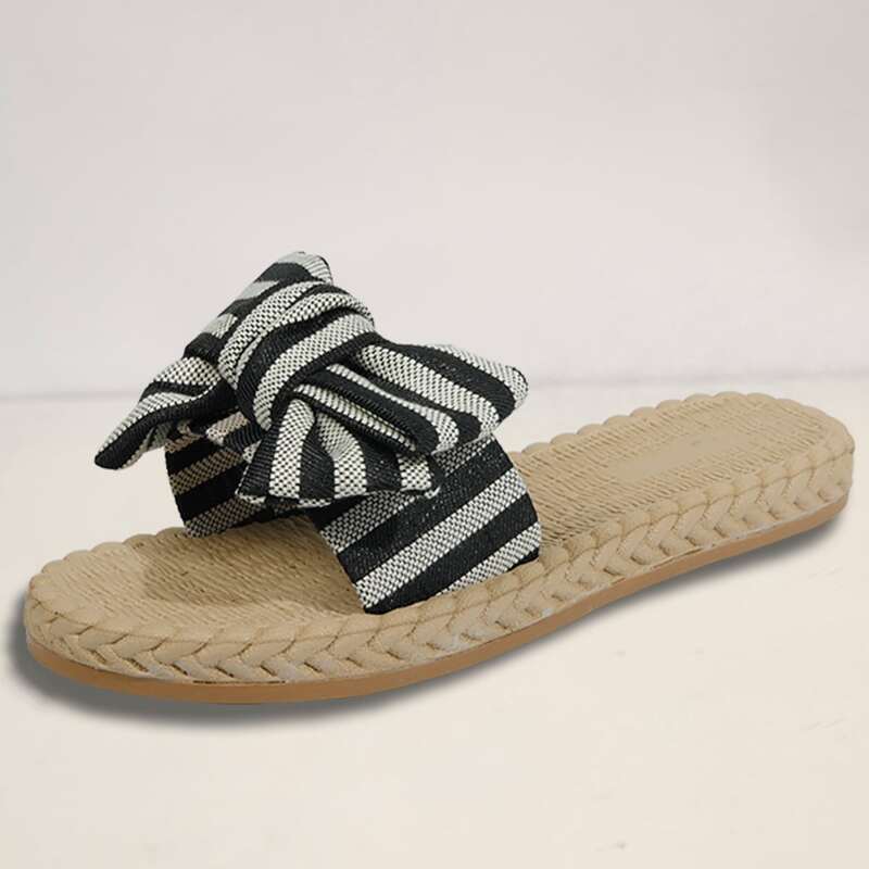 

Striped Bow Slide Sandals, Multicolor