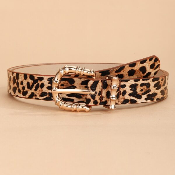 

Leopard Pattern Metal Buckle Belt, Multicolor