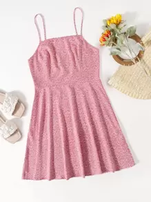 Dreamara Vestido de tirantes con planta - Rosa vieja - Ver 1