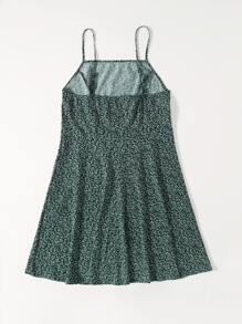Dreamara Plus Allover Plants Cami Dress - Dark Green - View 2