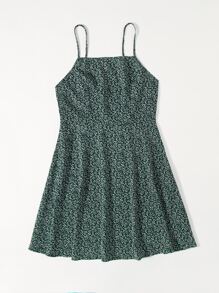Dreamara Plus Allover Plants Cami Dress - Dark Green - View 4