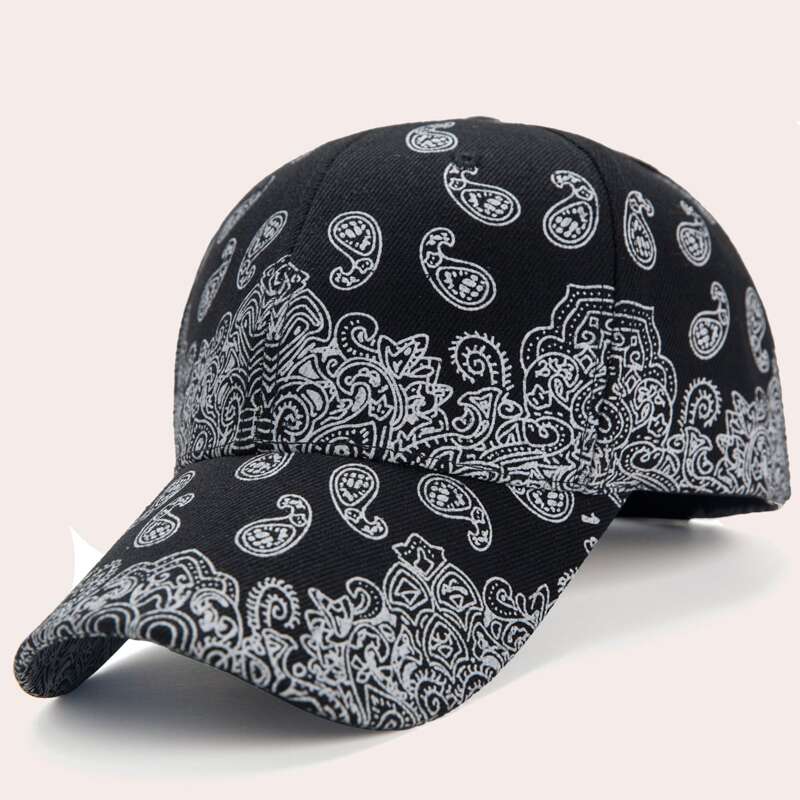 

Paisley Print Baseball Cap, Black