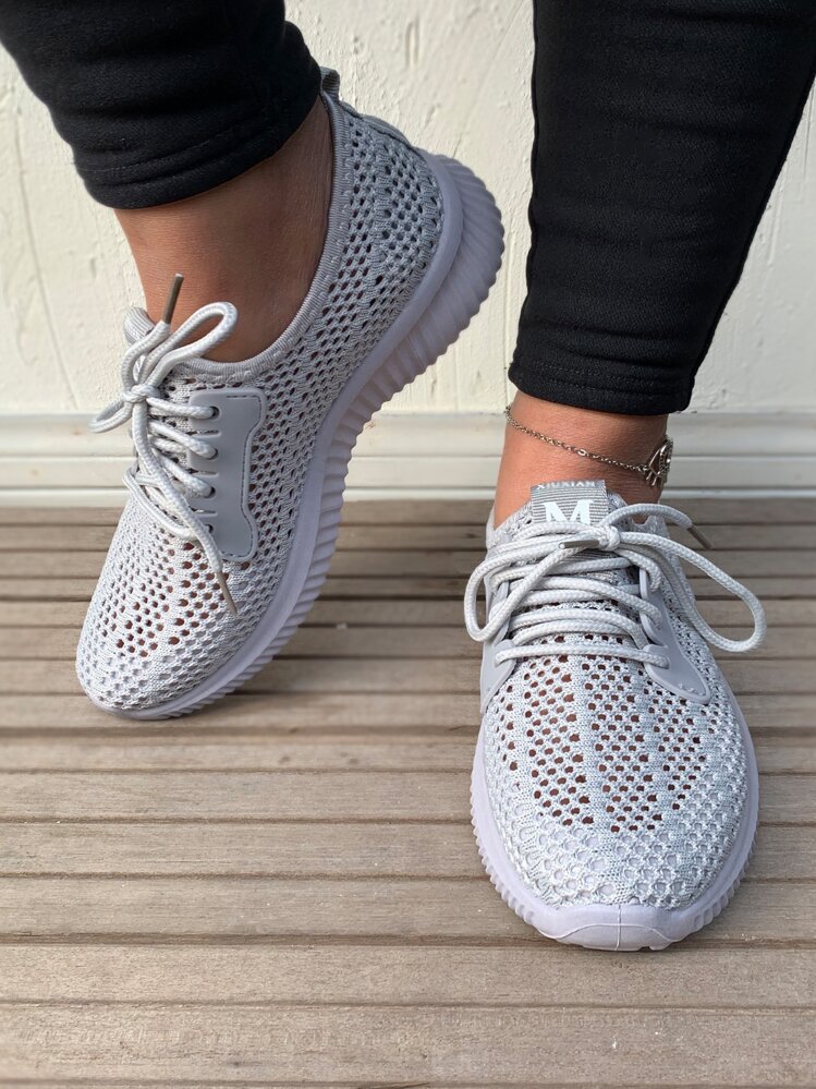 Zapatillas deportivas tejidas con cordón - Gris Claro - Ver 1