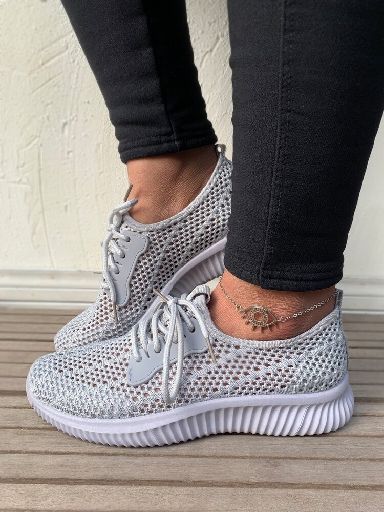 Zapatillas deportivas tejidas con cordón - Gris Claro - Ver 3