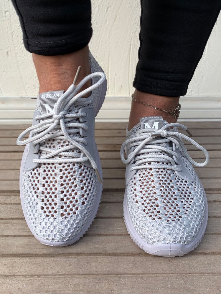 Zapatillas deportivas tejidas con cordón - Gris Claro - Ver 5