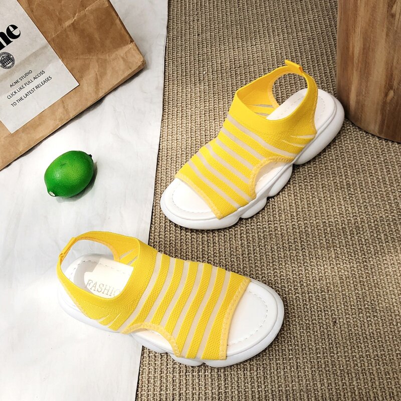 

Striped Sport Sandals, Yellow