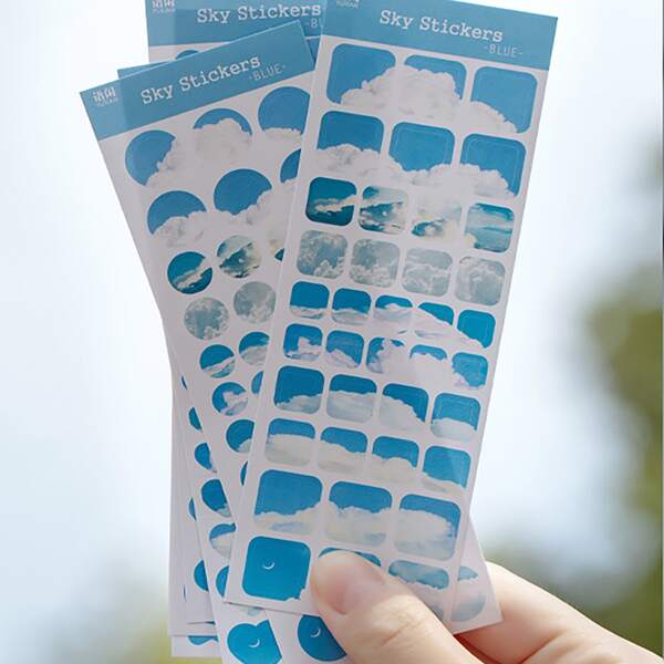 

6sheets Sky Print Random Sticker, Multicolor