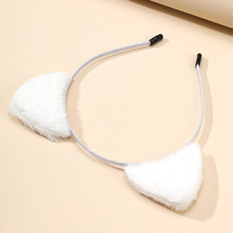 

Fluffy Ears Headband, White